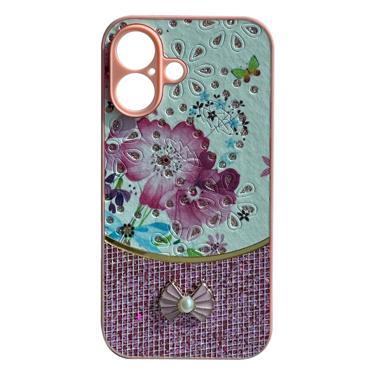 Sparkle Glitter Bling  Phone Case in Pink With Colorful Cover For iPhone 16 Plus
